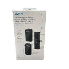 Microfone Sem Fio BOYA WMic5-M6 Ultracompact 2.4GHz Dual Channel USB-C