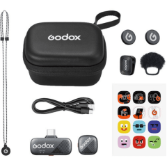 Microfone Sem Fio GODOX Cube-SC Kit 1 Type-C 48kHz 24bit para Câmera PC e Celular