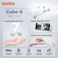 Microfone GODOX Cube-SL Kit2 Branco 2.4G Sem Fio para iPhone