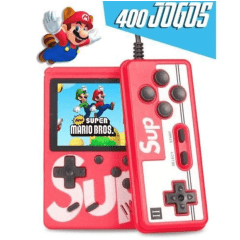 Gameboy SUP Portátil 400 em 1 Vermelho com Controle | Jogos Clássicos Retrô
