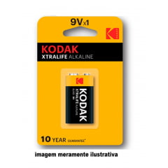 Pilha Kodak alcalina 9V vida longa (1 peças)