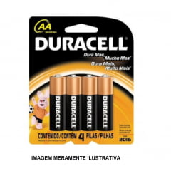 Pilha Alcalina AA Duracell - Cartela com 4 pilhas
