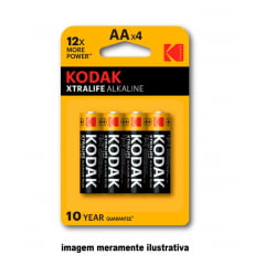 Pilha Kodak AA alcalina vida longa (4 peças)
