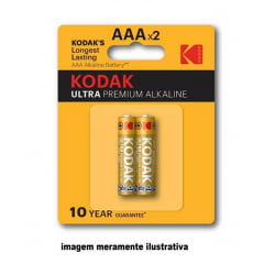 Pilha Kodak AAA alcalina premio (2 peças)