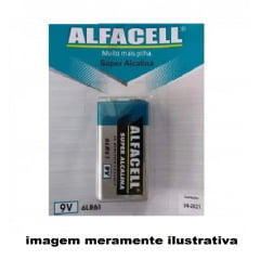 Bateria Alcalina 9v Cartela Com 1 Pilha Alfacell 6lr611b