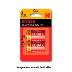 Pilha Kodak C de alta potencia de zinco (2 peças)