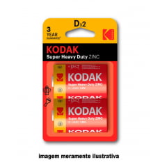 Pilha Kodak D de alta potencia de zinco (2 peças)