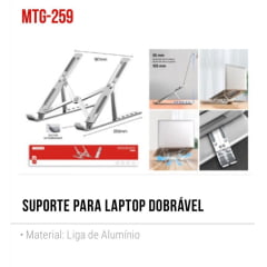 Suporte para Notebook Dobrável Alumínio Tomate MTG-259 Ergonômico