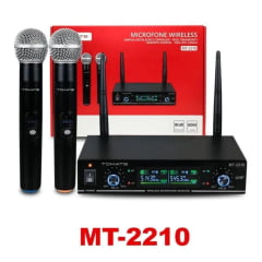 Microfone Duplo Sem Fio Profissional Tomate MT-2303 Dinâmico Alta Performance com Receptor