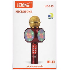 Microfone Karaoke Bluetooth LED Lelong LE-915 Wireless