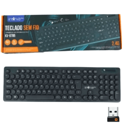 Teclado Sem Fio Inova KV-8785 Wireless 2.4GHz com Teclas Redondas – Preto