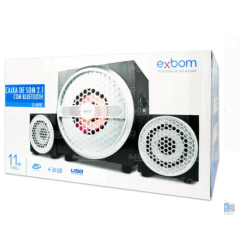 Caixa de Som 2.1 Com Duas Caixas 11w Bluetooth Usb e Auxiliar Multimídia Bivolt Exbom - CS-402BT