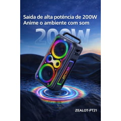 Caixa de Som Bluetooth Portátil 200W Zealot PT21