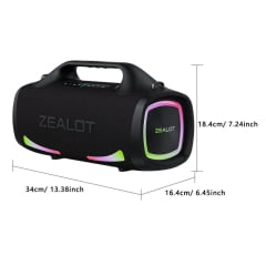 Caixa de Som Bluetooth 5.2 Zealot S79 100W IPX6