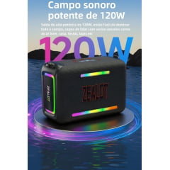 Caixa de Som Bluetooth 5.3 Zealot S95 120W IPX6
