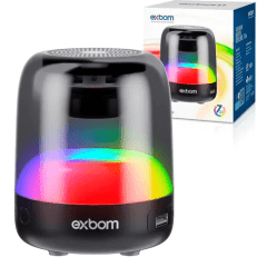 Caixa de Som Bluetooth Com Luz LED RGB CRISTAL EXBOM - CS-Q50BT