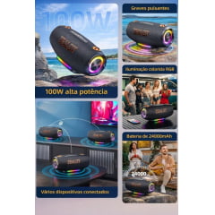 Caixa de Som Bluetooth Portátil 100W Zealot S127