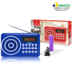 Caixa de som Bluetooth Rádio Portátil FM com Display - KA-32