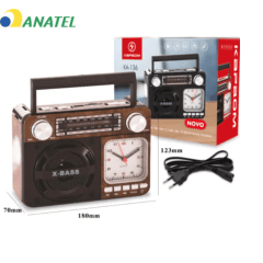Caixa de Som Bluetooth Rádio Retrô com Relógio - KA-136