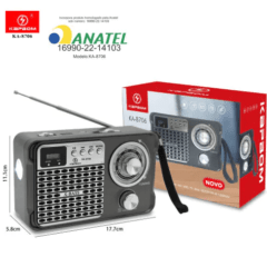 Caixa de Som Bluetooth Retro com Rádio FM/AM e Lanterna KAPBOM - KA-8706