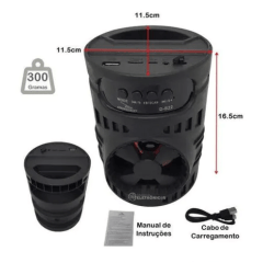 Caixa de Som Bluetooth Usb Portátil 12x12x16cm Grasep - D-S22