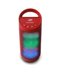 Caixa de Som C3Tech Beat Bluetooth LED Portátil 8w RMS Vermelho - SP-B50RD