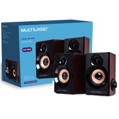 Caixa de Som Multilaser 2.0 6W RMS com Acabamento em Madeira - SP261