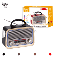 Caixa De Som Retro Vintage Portátil Rádio FM/AM Cartão SD / Usb / Aux P2 com Lanterna Altomex - A-3199