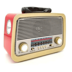 Caixa De Som Retro Vintage Portátil Rádio FM/AM Cartão SD / Usb / Aux P2 com Lanterna Altomex - A-3199