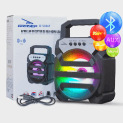 Caixa Som Bluetooth Portátil 12W Rádio Usb com Led GRASEP - D-S4143