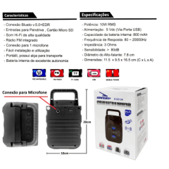 Caixinha de Som Portátil Hi Fi USB Bluetooth FM Cartão Luzes- D-S3134