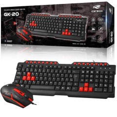 Kit Teclado e Mouse C3Tech Preto e Vermelho ABNT2 1200DPI GK-20BK – Periféricos com Desempenho e Estilo