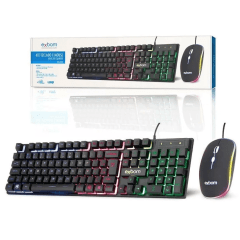 Kit Teclado e Mouse com Fio USB LED RGB ABNT2 Exbom BK-G550 | Distribuidora de CFTV