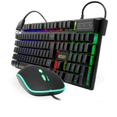Kit Teclado e Mouse com Fio USB LED RGB ABNT2 Exbom BK-G550