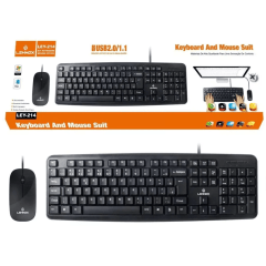 Kit Teclado e Mouse com Fio USB Lehmox LEY-214 Padrão Office