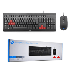 Kit Teclado e Mouse Gamer HP USB Membrana Preto KM100