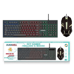 Kit Teclado e Mouse Gamer LED Semi-Mecânico ABNT2 USB Durawell DW-300 – Performance e Estilo