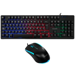 Kit Teclado e Mouse Gamer Philips C214BK/SPT6214BK com LED RGB