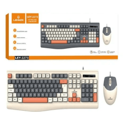 Kit Teclado e Mouse Lehmox LEY-2273 - Retrô Colorido com Fio USB