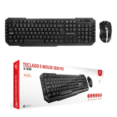 Kit Teclado e Mouse Sem Fio C3Tech K-W40BK Multimídia