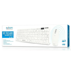 Kit Teclado e Mouse Sem Fio Exbom BK-S1000K Branco 2.4GHz ABNT2
