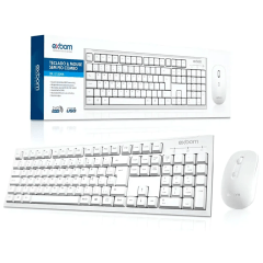 Kit Teclado e Mouse Sem Fio Exbom BK-S1000K Branco — 2.4GHz Multimídia Padrão ABNT2 Kit Teclado e Mouse Sem Fio Exbom BK-S1000K Branco — 2.4GHz Multimídia Padrão ABNT2