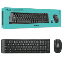 Kit Teclado e Mouse Sem Fio Logitech MK220 Compacto Preto