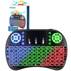 Mini Teclado Iluminado Wireless Exbom BK-BTI8LED | Touchpad 2.4G | Bateria de Lítio