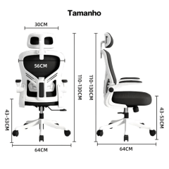 Cadeira Escritorio Ergonomica Giratória e com Altura Ajustavel METALRED M616 - BRANCO