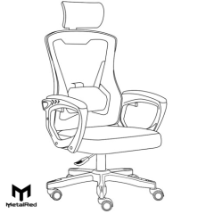 Cadeira Escritorio Ergonomica Giratória e com Altura Ajustavel METALRED M818 - BRANCO