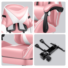 Cadeira Gamer RGB Profissional Delta CG-131 Reclinável Rosa
