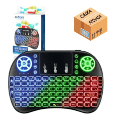 CAIXA FECHADA 100 Unidades Mini Teclado Iluminado Com Touchpad Wireless 2.4g Bateria de Lítio EXBOM - BK-BTI8LED