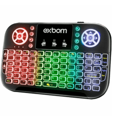 Mini Teclado Touchpad Wireless 2.4GHz Usb e Bluetooth Iluminado 03521 Exbom - BK-BTI8S