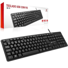 Teclado C3Tech KB-15BK USB com Fio | Layout ABNT2 | Preto | Ideal para Escritório